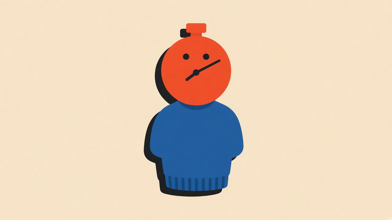 Stopwatch-head character illustration