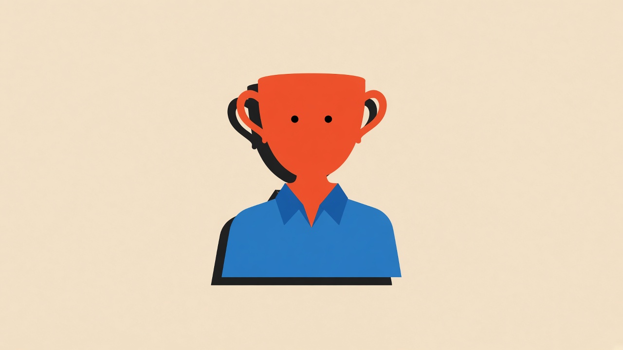 Trophy-head character illustration